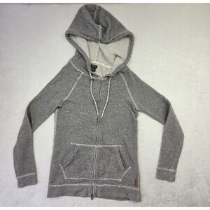 Roots Womens Zip Hoodie Sweater Lined Gray Knit Full Zip Cozy Casual Size S